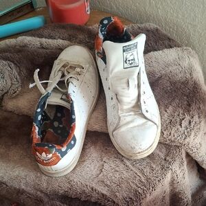 Adidas Womens White and Orange Sneakers